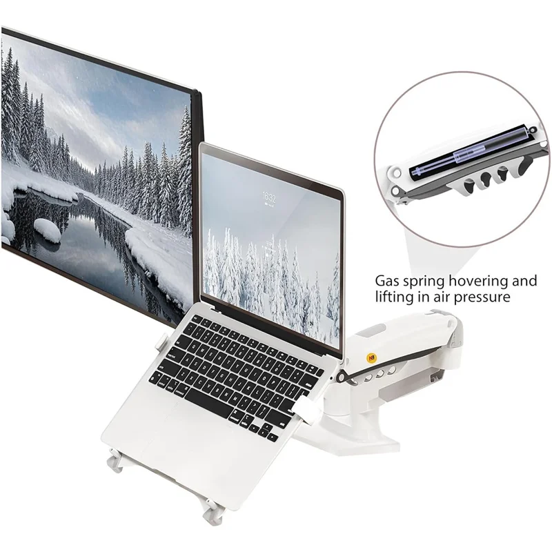 NORTH BAYOU F160-FP 17-30 Zoll Bildschirm Schreibtischhalterung Verstellbarer Laptop-Halter Doppelarm-Halterung - Weiß