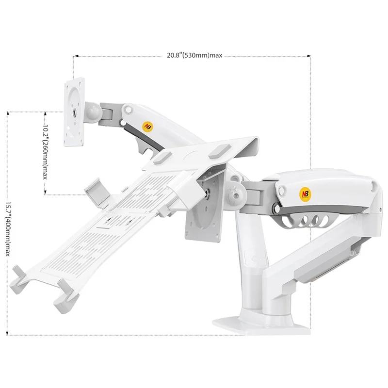 NORTH BAYOU F160-FP 17-30 Zoll Bildschirm Schreibtischhalterung Verstellbarer Laptop-Halter Doppelarm-Halterung - Weiß