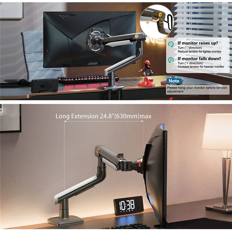 NORTH BAYOU A5 27-50 Inch Flat Ultrawide Curved Monitors Bracket Ergonomic Gaming Monitor Arm VESA Mount