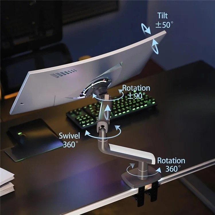NORTH BAYOU A5 27-50 Inch Flat Ultrawide Curved Monitors Bracket Ergonomic Gaming Monitor Arm VESA Mount