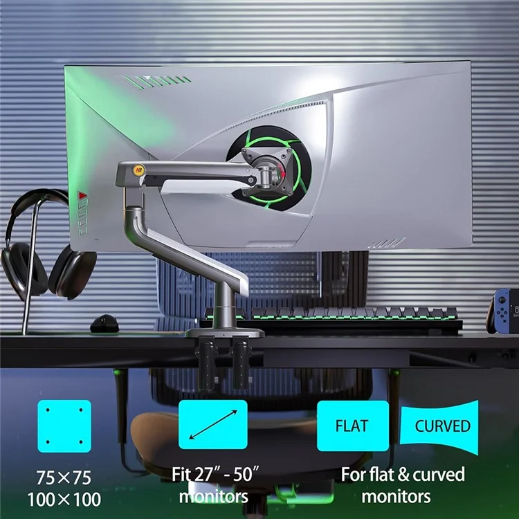NORTH BAYOU A5 27-50 Inch Flat Ultrawide Curved Monitors Bracket Ergonomic Gaming Monitor Arm VESA Mount