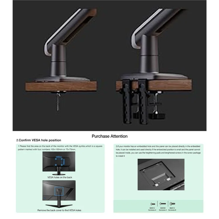 NORTH BAYOU A5 27-50 Inch Flat Ultrawide Curved Monitors Bracket Ergonomic Gaming Monitor Arm VESA Mount