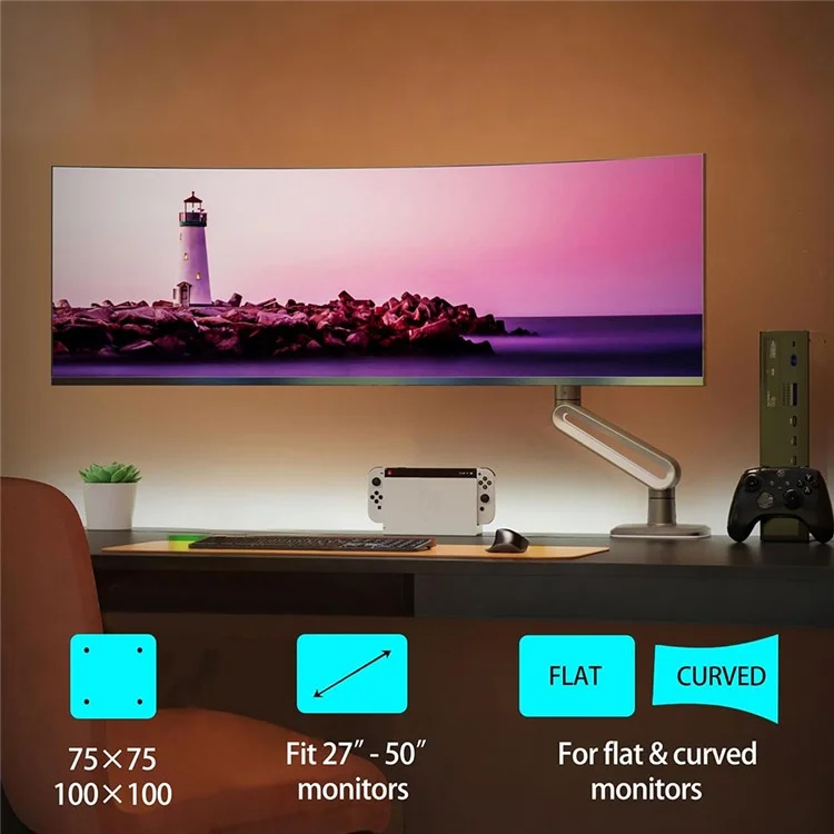 NORTH BAYOU A6 27-50 Inch Monitors Ergonomic Stand Flat Ultrawide Curved Display Gaming Monitor Mount Bracket