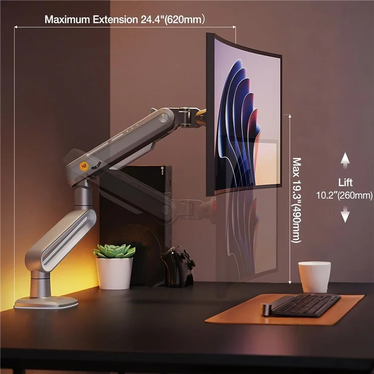NORTH BAYOU A6 27-50 Inch Monitors Ergonomic Stand Flat Ultrawide Curved Display Gaming Monitor Mount Bracket