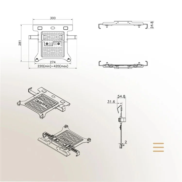 NORTH BAYOU F80-FP Soporte para Portátil Ajustable en Altura para Escritorio para Portátiles de 17-30 Pulgadas - Negro