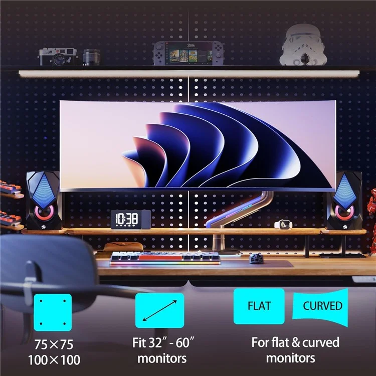 NORTH BAYOU G60 RGB Игровая подставка для монитора 32-60 дюймов Плоский ультраширокий изогнутый дисплей Подвесная стойка