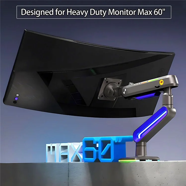 NORTH BAYOU G70 32-60 Inch Gaming Monitor Arm Height Adjustable Desktop Mount Mechanical Spring Stand with RGB Light