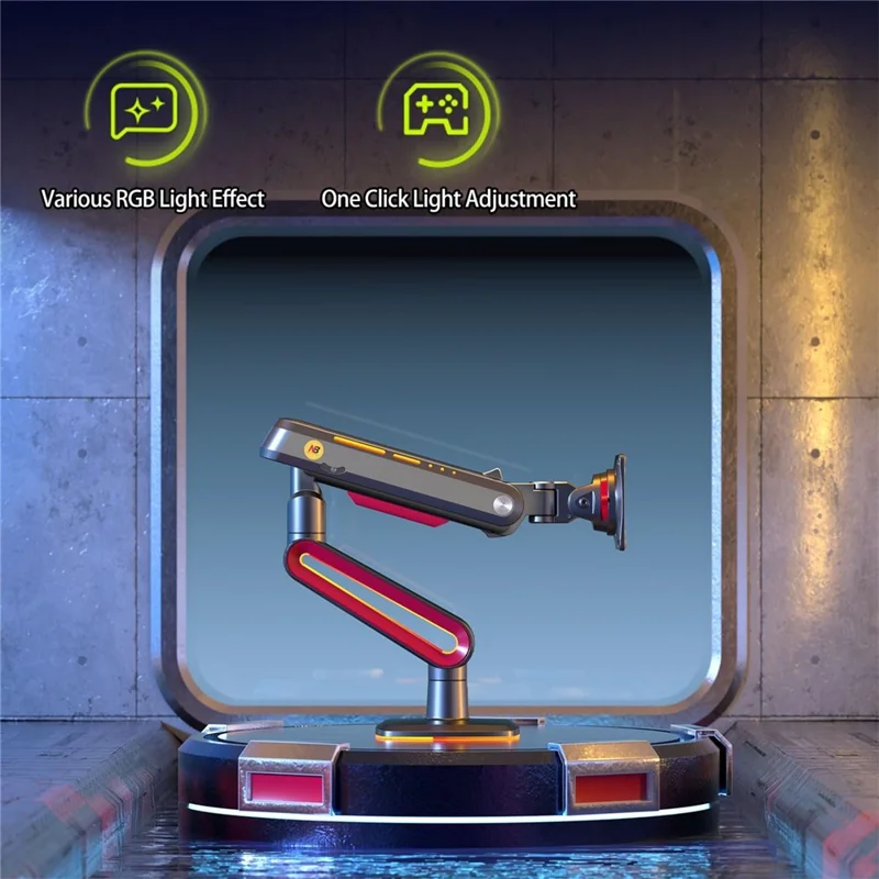 NORTH BAYOU L60 32-60 Inch Gaming Monitor Arm Stand Height Adjustable RGB Light Desk Mount Bracket