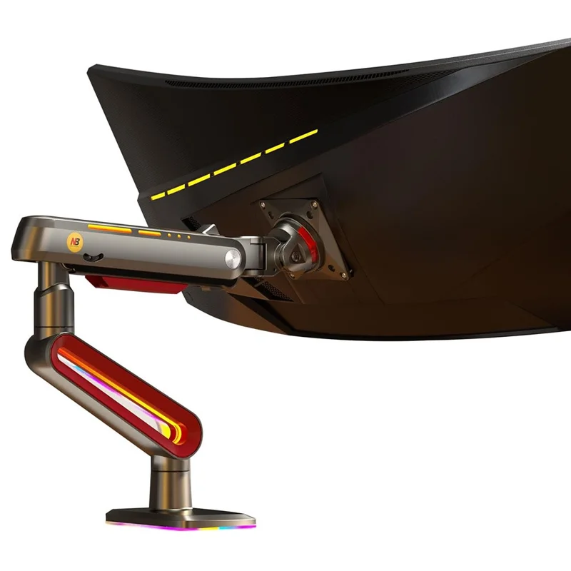 NORTH BAYOU L60 32-60 Inch Gaming Monitor Arm Stand Height Adjustable RGB Light Desk Mount Bracket