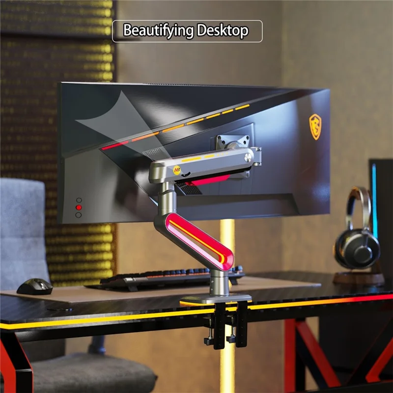 NORTH BAYOU L60 32-60 Inch Gaming Monitor Arm Stand Height Adjustable RGB Light Desk Mount Bracket