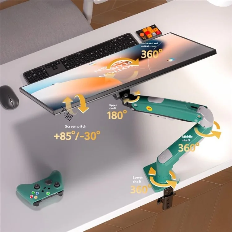 NORTH BAYOU F80 Monitor Arm 17-30 Inch Displays Adjustable Height Mechanical Desk Mount Stand - Green