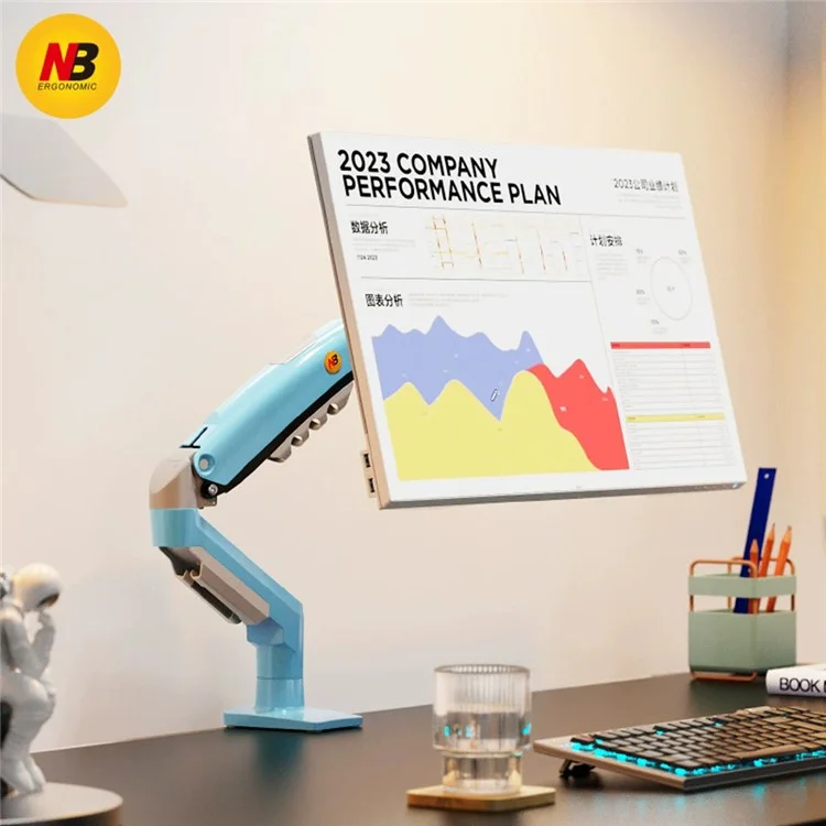 NORTH BAYOU F80 Monitorarm für 17-30 Zoll Displays – Höhenverstellbare Mechanische Schreibtisch-Halterung in Blau