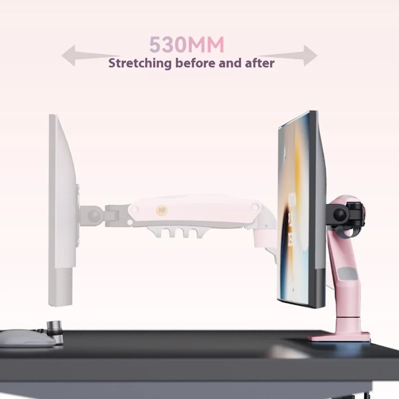 NORTH BAYOU F80 Monitor Arm 17-30 Inch Displays Adjustable Height Mechanical Desk Mount Stand - Pink