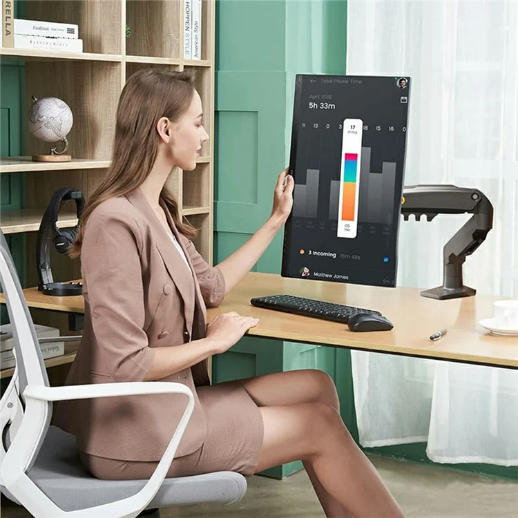NORTH BAYOU F80 Monitor Arm 17-30 Inch Displays Adjustable Height Mechanical Desk Mount Stand - Black