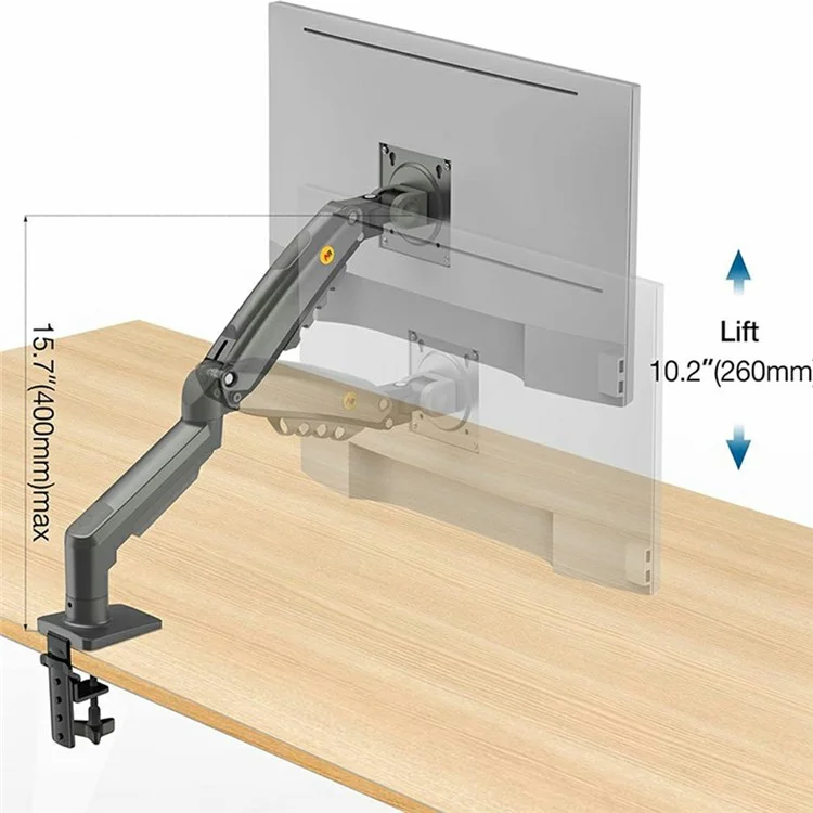 NORTH BAYOU F80 Monitor Arm 17-30 Inch Displays Adjustable Height Mechanical Desk Mount Stand - Black