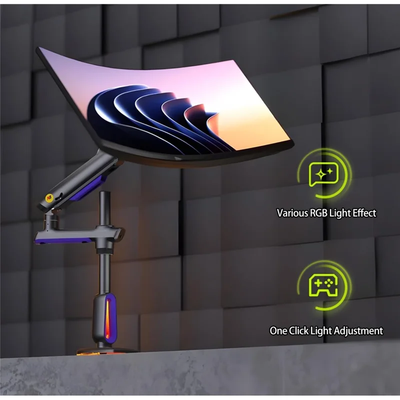 NORTH BAYOU G80 Monitor Support Arm 32-60 Inch Flat / Ultrawide / Curved Display Gaming Monitor Desk Stand