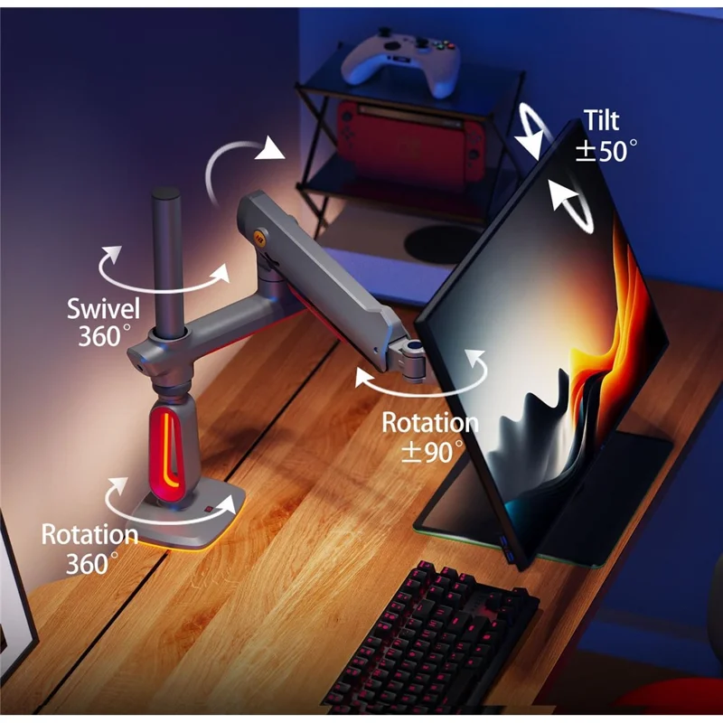 NORTH BAYOU L70 Supporto da Scrivania per Monitor Piatti / Ultrawide / Curvi da 32 a 60 Pollici Braccio Regolabile per Monitor Gaming