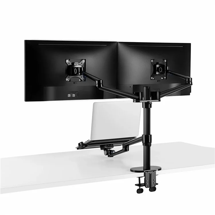 UPERGO OL-10T Support de bureau pour deux écrans d'ordinateur et un ordinateur portable