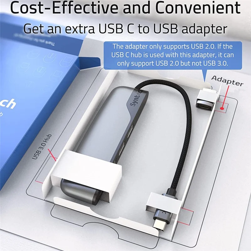 SYNTECH M20C 4 in 1 USB Hub Multiport Adapter with USB 3.0 High-Speed Data Transfer USB-C Converter with USB-A Adapter