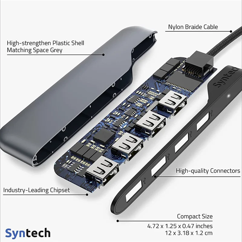 SYNTECH M20C 4 in 1 USB Hub Multiport Adapter with USB 3.0 High-Speed Data Transfer USB-C Converter with USB-A Adapter