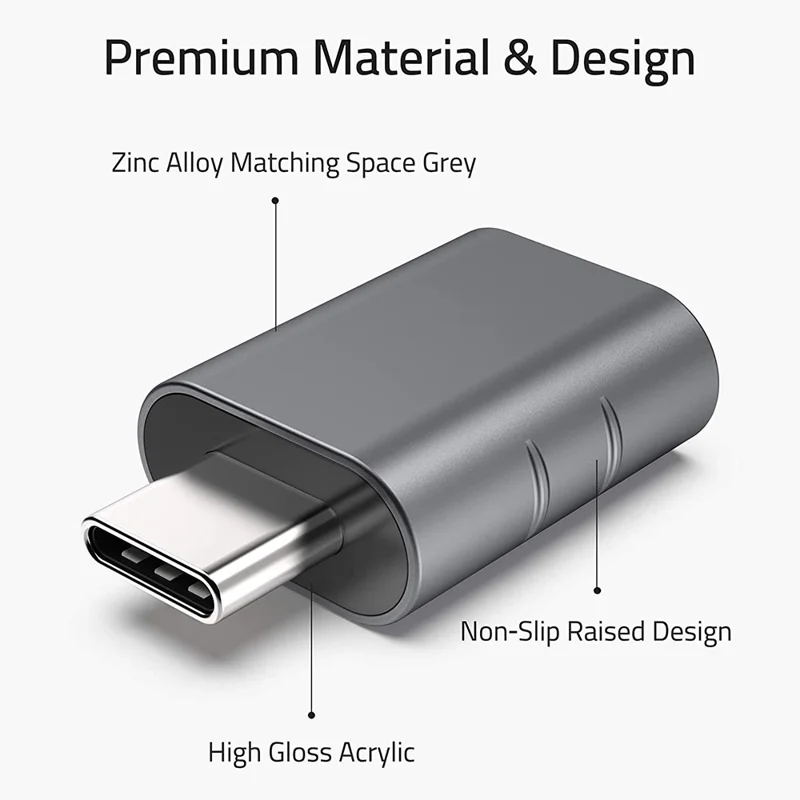 SYNTECH Mark3 2Pcs USB C Male to USB 3.0 Female Converter Zinc Alloy Fast Data Transfer Adapter