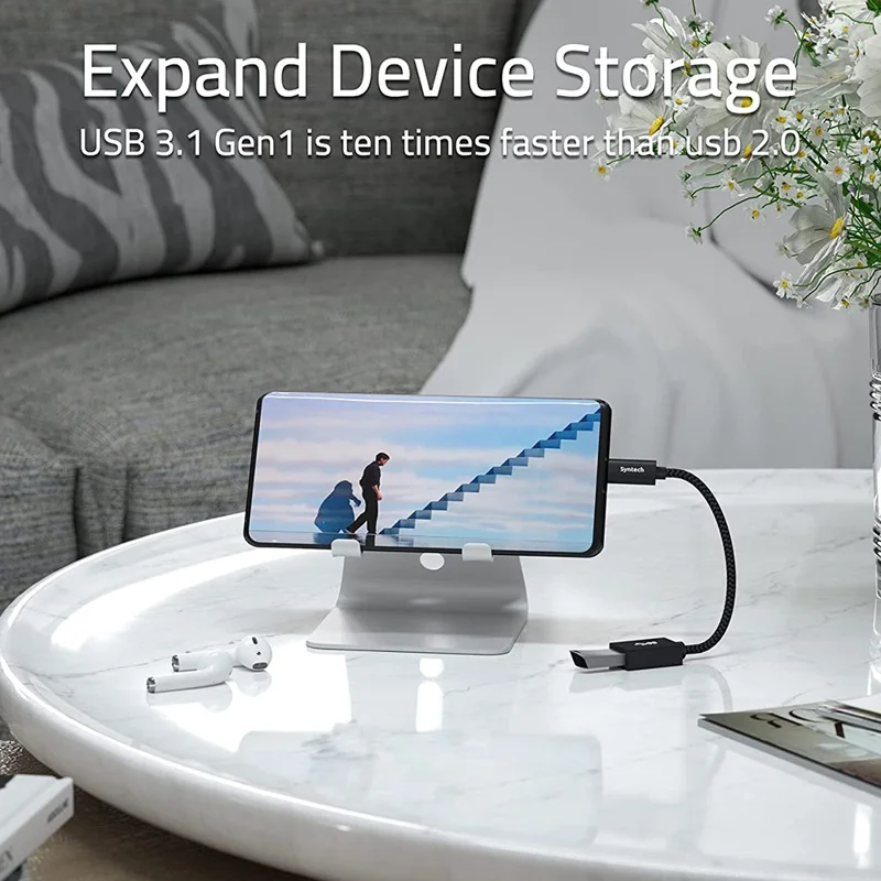 SYNTECH CA2Black 2Pcs USB-C Male to USB-A Female Converter Heat Dissipating Aluminum Alloy Adapter