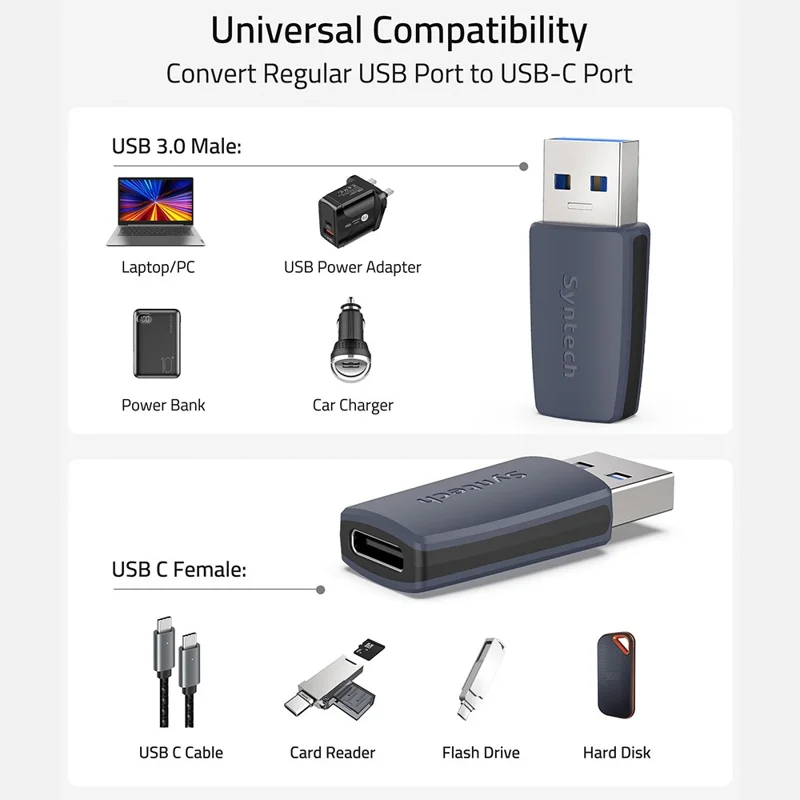 SYNTECH M1G-3 3Pcs USB C Female to USB 3.0 Male Converter 5Gbps Fast Data Transfer Adapter