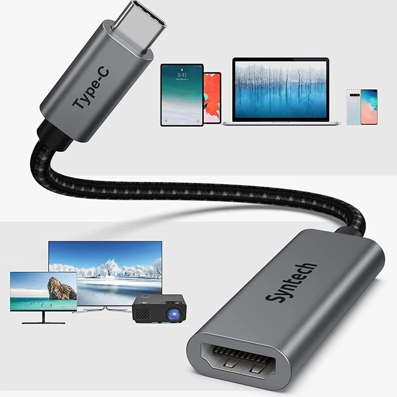 SYNTECH Mark10 USB C Male to HD Female Adapter 4K 30Hz Video Converter for MacBook / Dell / HP