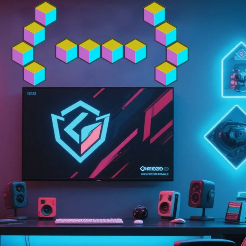 6Pcs / Set 3D Quantum Light APP Control Sound Pickup RGB Hexagonal Gaming Ambient Lamp with Remote