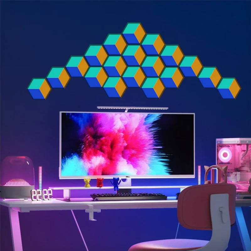 10Pcs / Set 3D Quantum Light APP Control Sound Pickup RGB Hexagonal Gaming Ambient Lamp with Remote