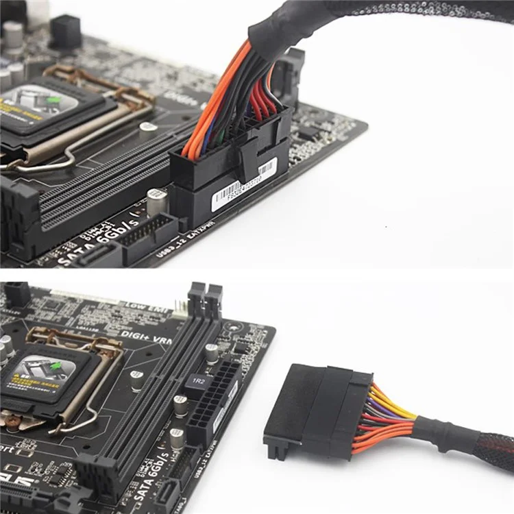 Adaptador de conector de alimentación de 24 pines a 24 pines PH24 de 90 grados para placa base PC Power Supply