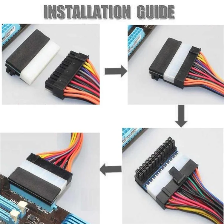 Adaptador de conector de alimentación de 24 pines a 24 pines PH24 de 90 grados para placa base PC Power Supply