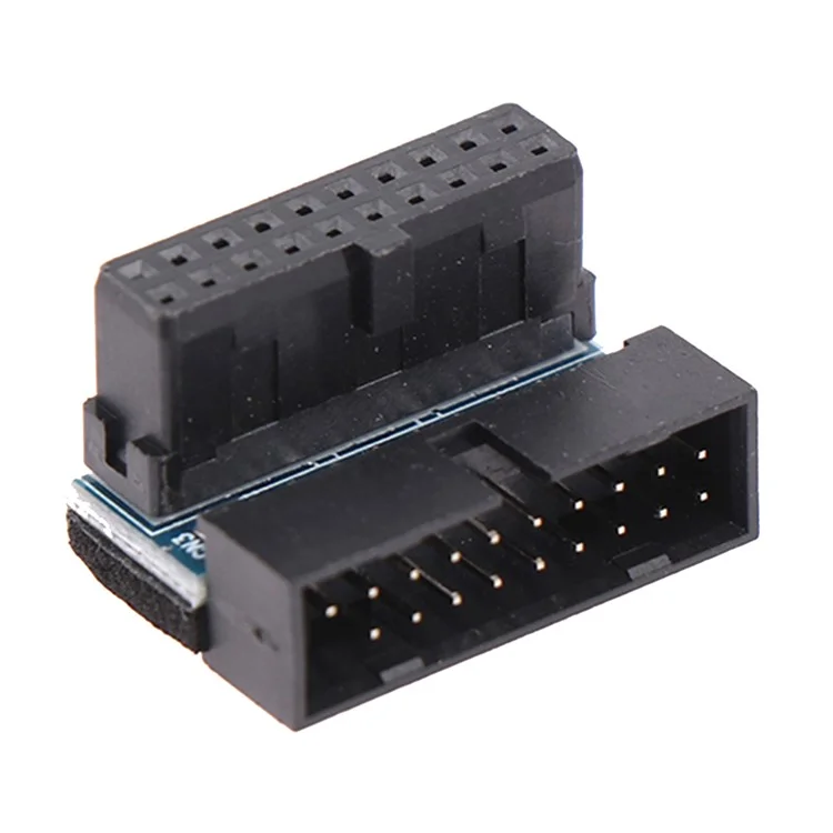 PH19B Desktop Computer Motherboard USB3.0 19Pin/20Pin Vertical Pin Socket Adapter Up Angled 90 Degree - Black