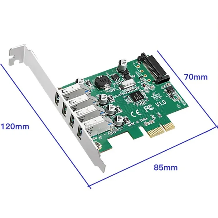 Carte d'extension PCI-E à 4 ports USB3.0 avec puce NEC pour ordinateur de bureau
