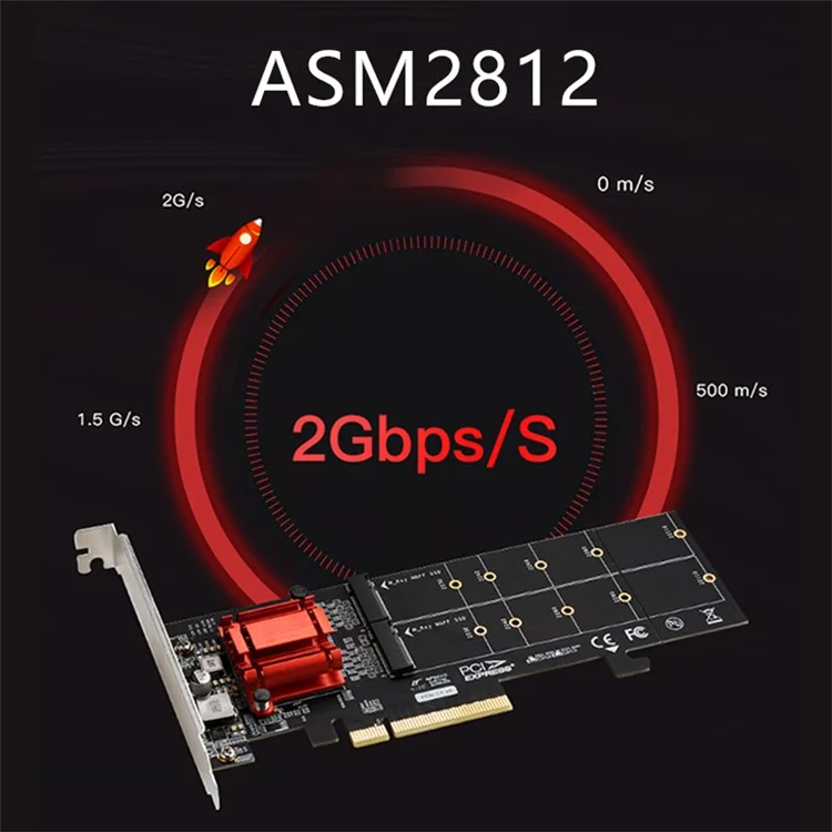 TXB122 ASM18 12 Adaptateur Dissipateur Thermique M.2 NVME SSD Carte d'extension PCIe 3.0 X8