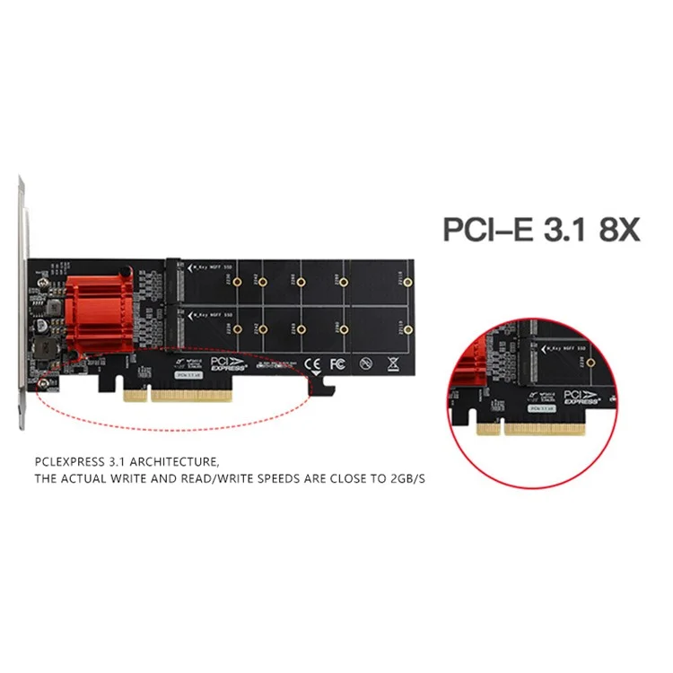 TXB122 ASM18 12 Adaptateur Dissipateur Thermique M.2 NVME SSD Carte d'extension PCIe 3.0 X8