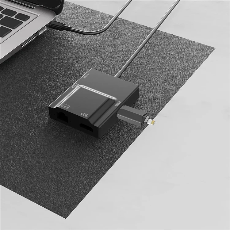Adaptador de concentrador HDMI NK-3057USB-C a 2xUSB 3.0+HD+Type-C+RJ45 Convertidor para portátil