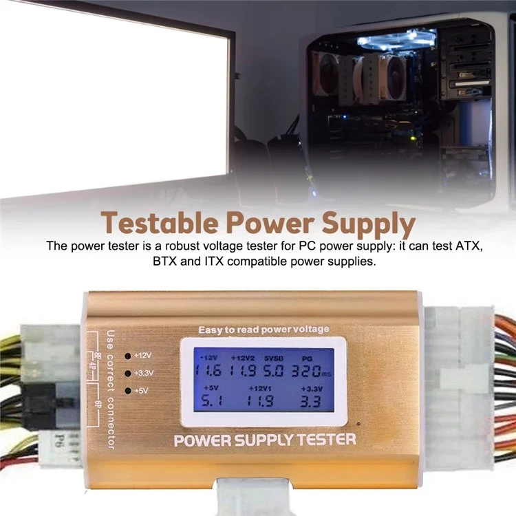 YNS-05 Aluminum Alloy LCD Display ATX Power Tester Desktop Computer Power Testing Tool