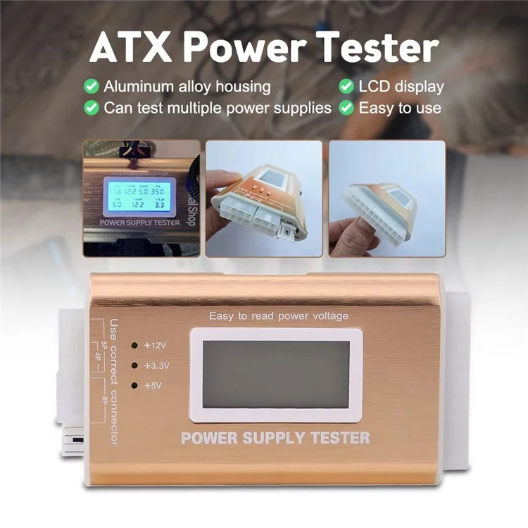 YNS-05 Aluminum Alloy LCD Display ATX Power Tester Desktop Computer Power Testing Tool