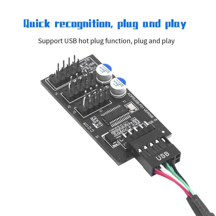 YNS-02 Motherboard USB 2.0 9-pin to 3x 9-pin Adapter Extension Cable Card
