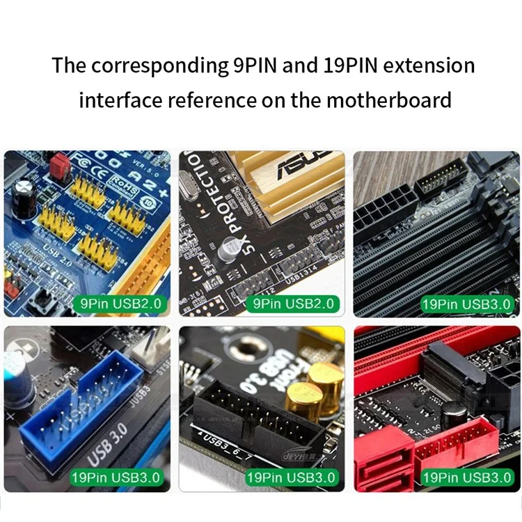 YNS-02 Motherboard USB 2.0 9-pin to 3x 9-pin Adapter Extension Cable Card