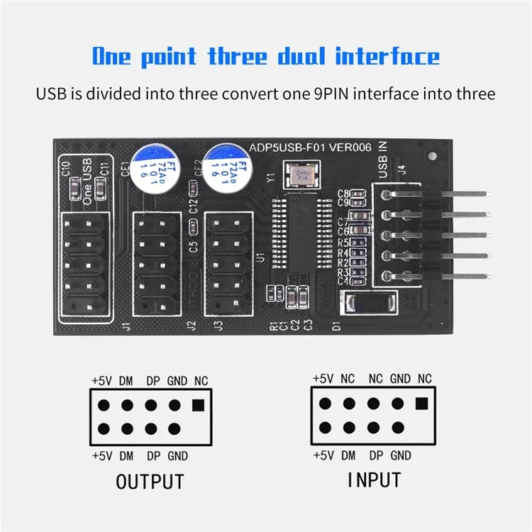 YNS-02 Motherboard USB 2.0 9-pin to 3x 9-pin Adapter Extension Cable Card