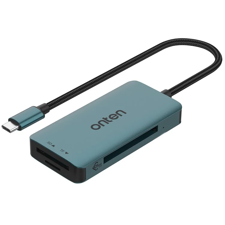 ONTEN C15 Type-C Card Reader Data Reading Converter Plug and Play for SD+Cfast+TF Cards - Green