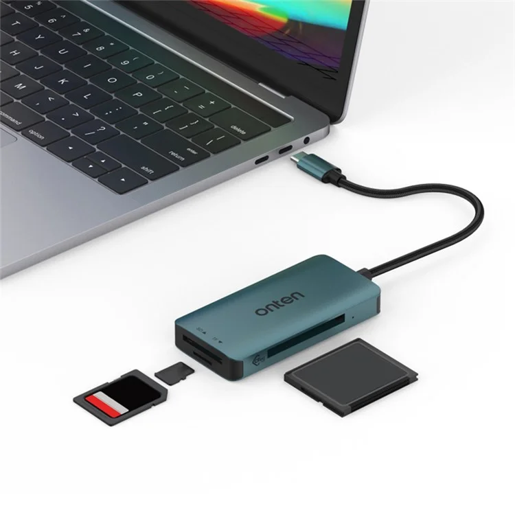 ONTEN C15 Type-C Card Reader Data Reading Converter Plug and Play for SD+Cfast+TF Cards - Green