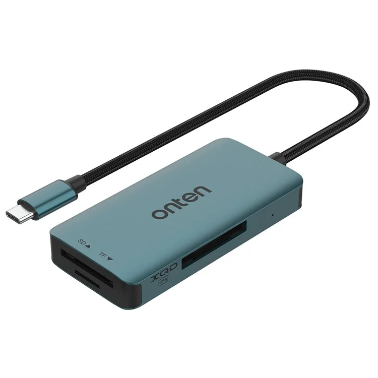 ONTEN C13 Type-C Card Reader Data Reading for SD+XQD+TF Cards - Green