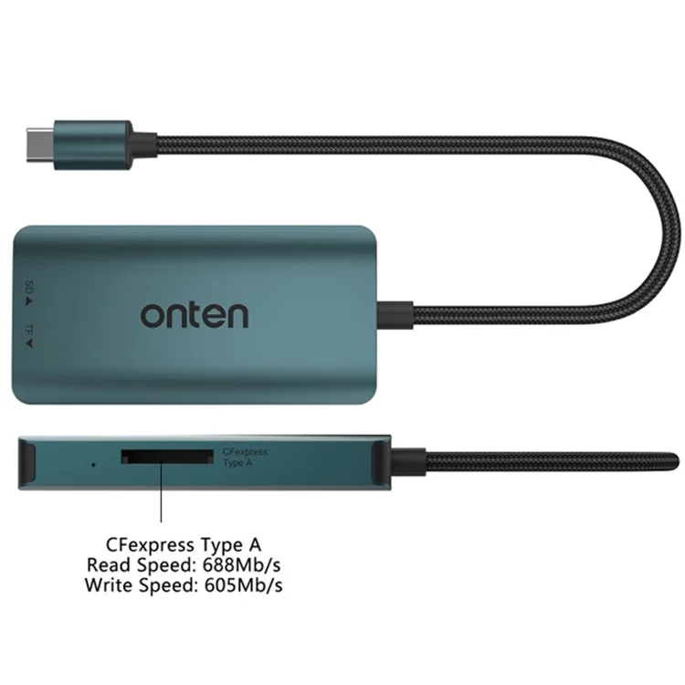 ONTEN C12 Type-C Card Reader Support for SD+Cfepress Type-A+TF Cards - Green