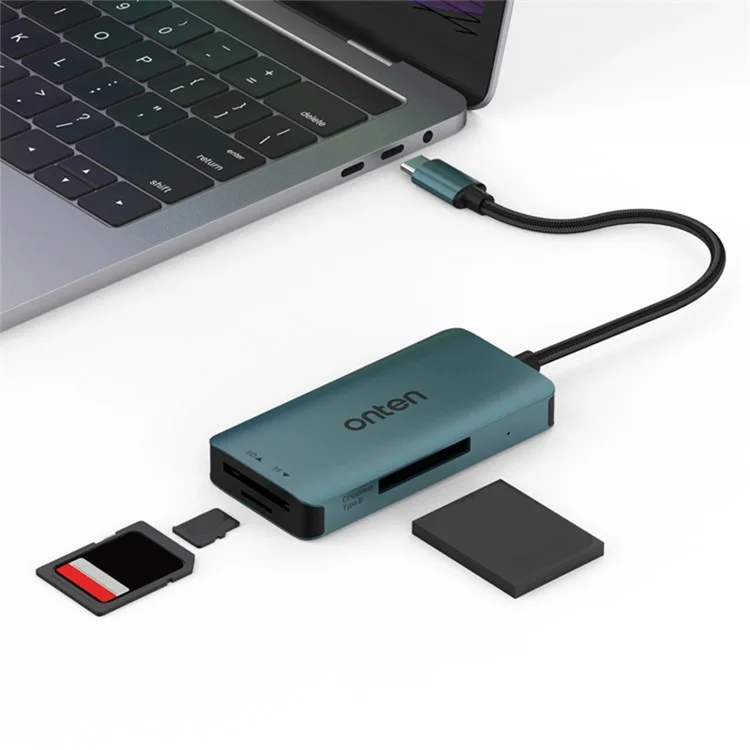 ONTEN C11 Type-C Card Reader Data Reading for SD+Cfepress Type-B+TF Cards - Green