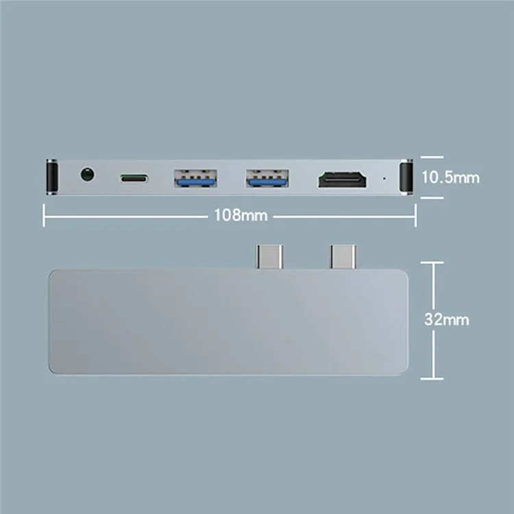 SH969 Per Microsoft Surface Pro X / Pro 8 / Pro 9 Dock a Doppia Porta Type-C 4K 60Hz Stazione di Aggancio Hub USB