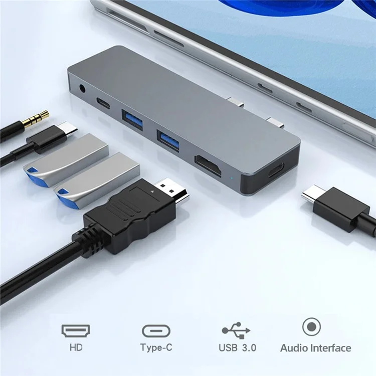 SH969 Per Microsoft Surface Pro X / Pro 8 / Pro 9 Dock a Doppia Porta Type-C 4K 60Hz Stazione di Aggancio Hub USB