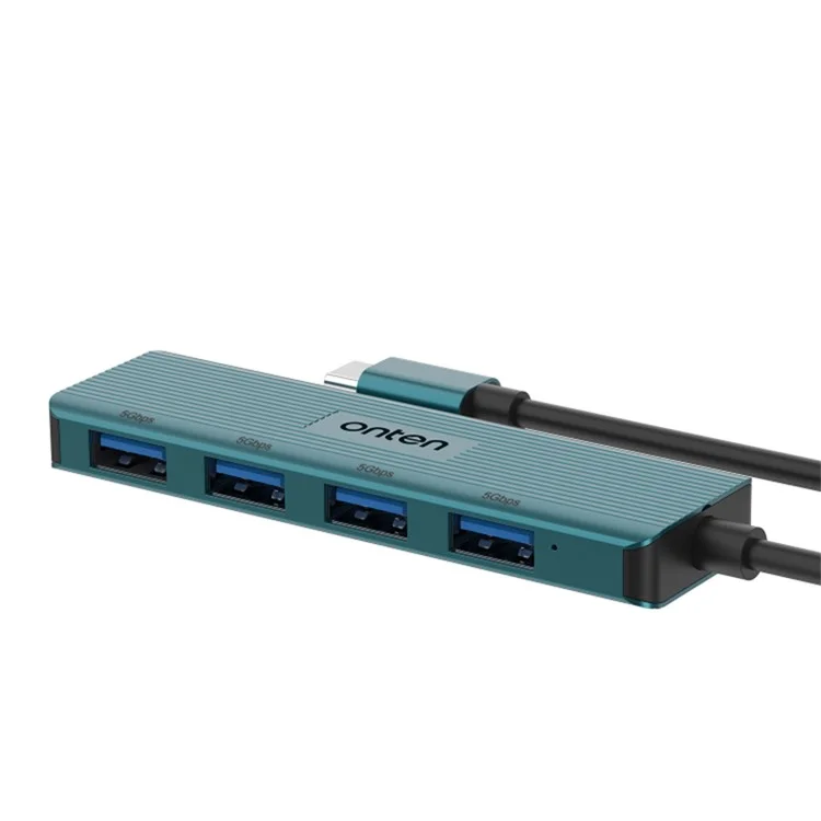 ONTEN UC621 Câble de 15 cm Type-C vers 4 ports USB3.2 Gen1 Concentrateur USB Diviseur Adaptateur pour ordinateur portable et téléphone - Vert